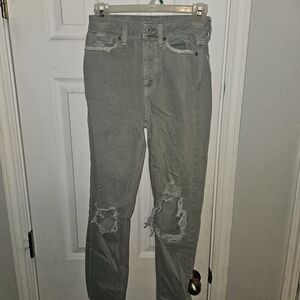 American Eagle Outfitters Gray Distressed Straight Leg Jeans